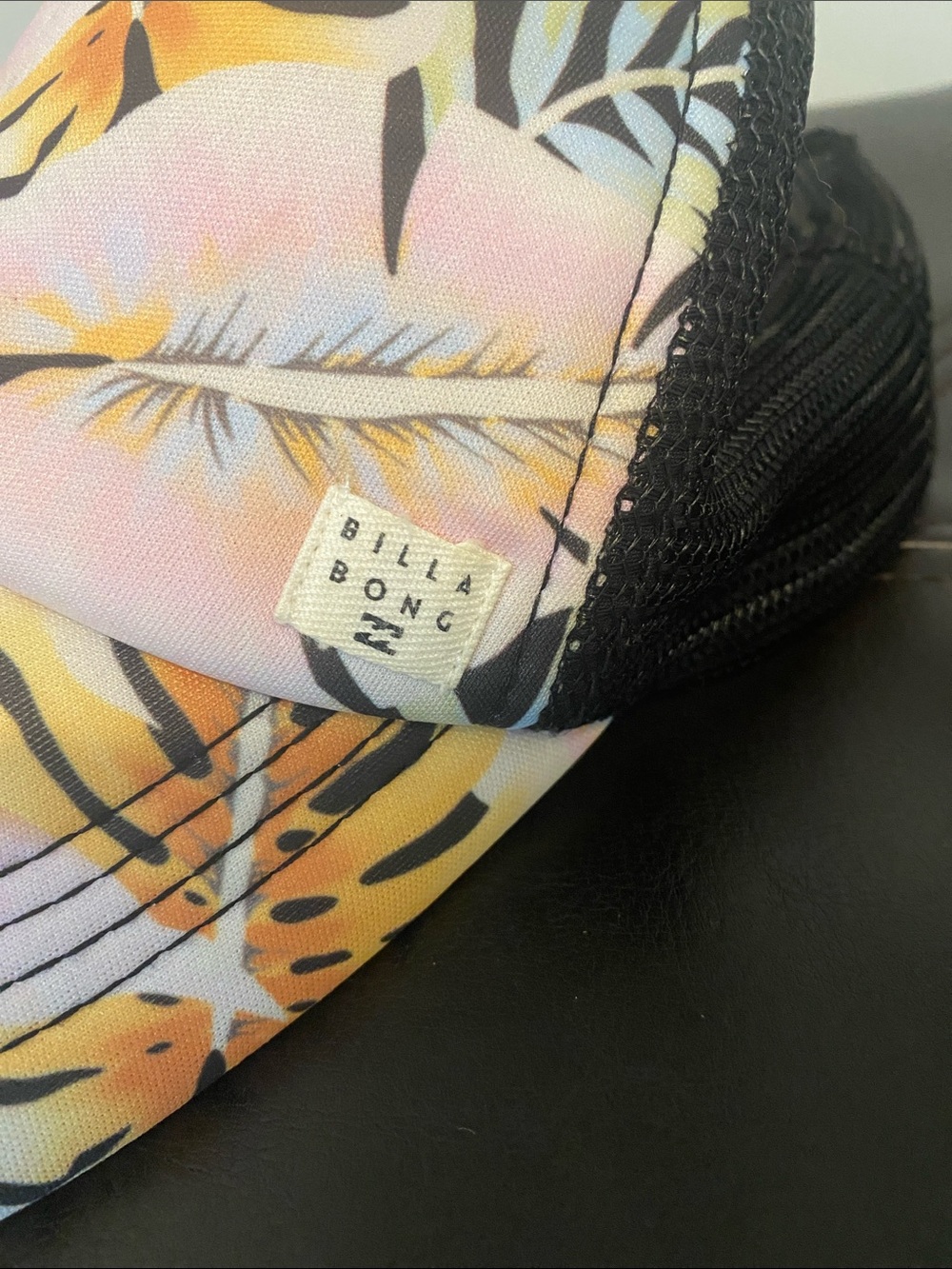 Tropical Leaf Print Women's Baseball Cap - Pink & Orange - Picture 3 of 3